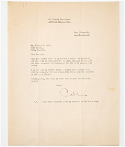 Two letters on financial matters signed by Cole Porter