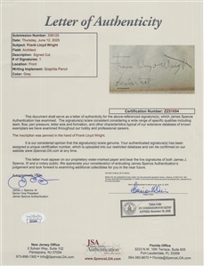 Frank Lloyd Wright - rare signed page with his name and wrote Architect underneath- Never had a business card
