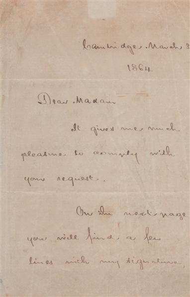 Henry Wadsworth Longfellow Items Incl ALS & Multiple Autographs