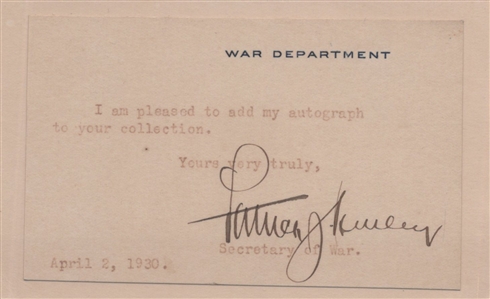 Collection of Early U.S. Army and War Department Autographs — Including Arctic Explorer Adolphus Greely, Chief of Air Corps Benjamin Foulois, and Eight Other Generals