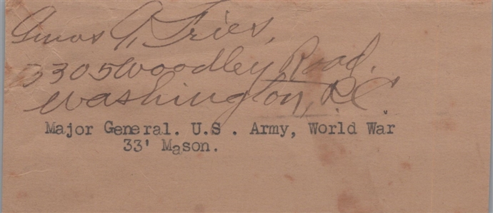 Collection of Early U.S. Army and War Department Autographs — Including Arctic Explorer Adolphus Greely, Chief of Air Corps Benjamin Foulois, and Eight Other Generals