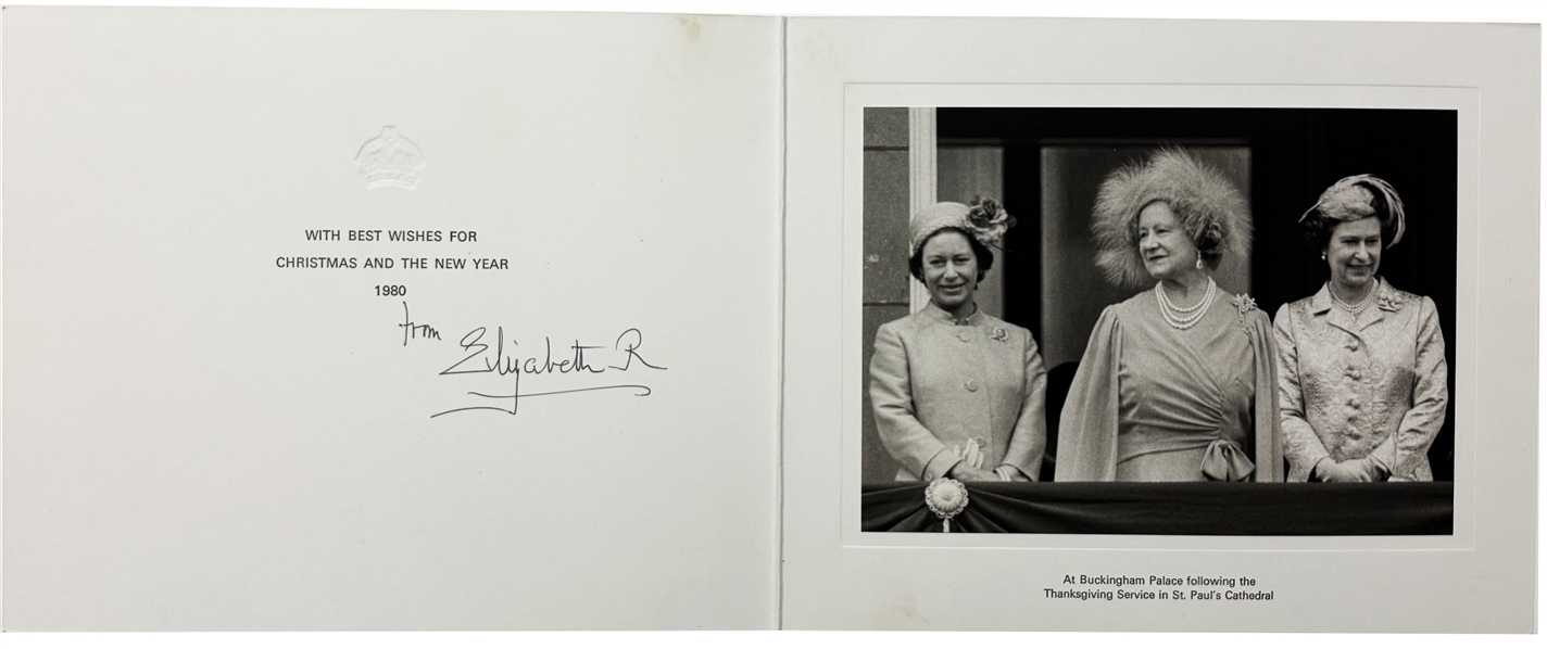 Elizabeth The Queen Mother Signed 1980 Christmas and New Year Card