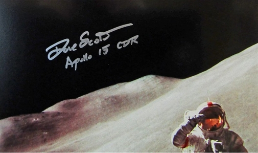 David Scott Signed Apollo XV Mission Photo, Large & Handsomely Presented