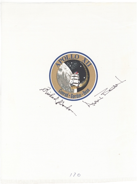 Apollo 12 Beta Cloth signed by "Alan Bean and Richard Gordon, From Alan Beans personal collection