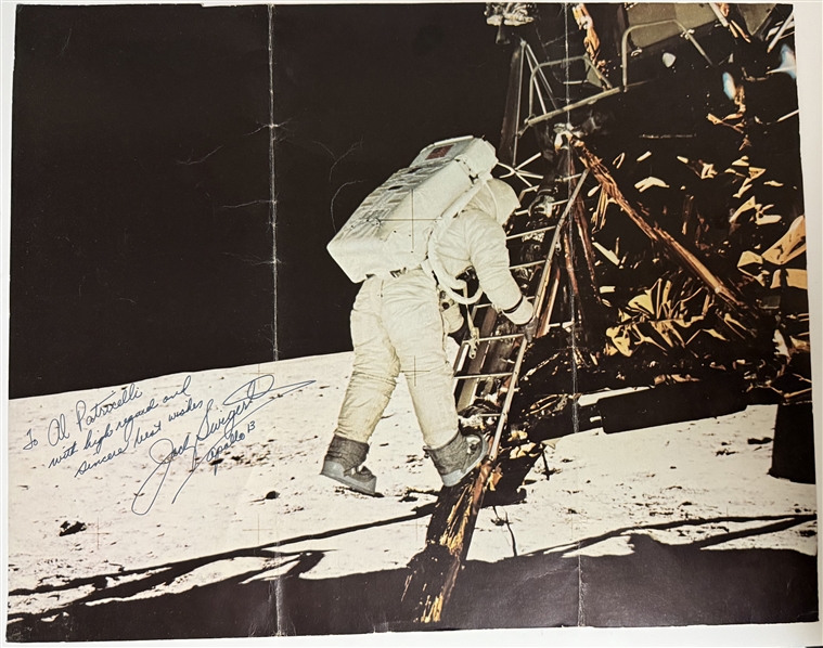 ASTRONAUT JACK SWIGERT 20"x16" SIGNED AND INSCRIBED APOLLO 13 MOON LANDING PHOTOGRAPH