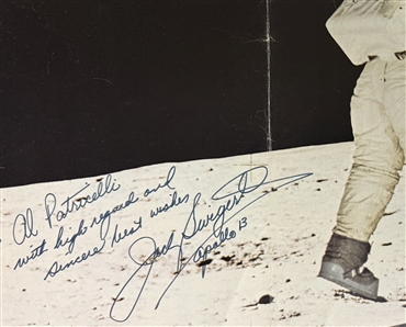 ASTRONAUT JACK SWIGERT 20x16 SIGNED AND INSCRIBED APOLLO 13 MOON LANDING PHOTOGRAPH