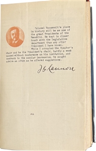 SIGNED BY TR, HIS WIFE, AND FOUR OF HIS CHILDREN BOOS, JOHN E.; compiler. Three unique compilations of manuscripts and graphics relating to Theodore Roosevelt,