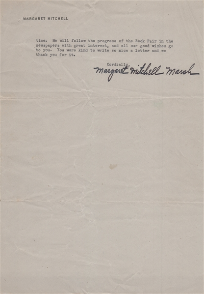 Margaret Mitchell Partial TLS with 1939 Gone With the Wind Souvenir Program