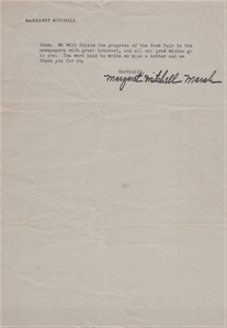 Margaret Mitchell Partial TLS with 1939 Gone With the Wind Souvenir Program