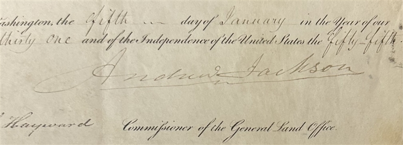 Andrew Jackson 1831 Land Grant