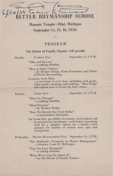 Edgar A. Guest Signed Program