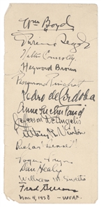 1928 WEAF Radio Autograph Sheet Signed by William Boyd, Walter Connolly, Heywood Broun, Richard Bennett & Others