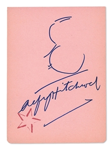 Alfred Hitchcock Drawn and Signed Sketch 