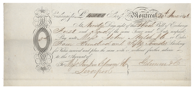 1816 Montreal Bill of Exchange Signed by Gilmore & Co. – Early Canadian Merchant Draft for £450 Sterling