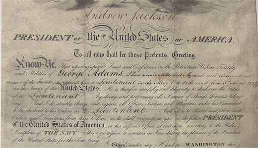 Andrew Jackson Naval Appointment