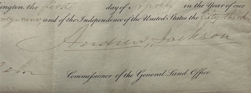 Andrew Jackson 1829 Land Grant