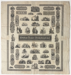 1824 Fairman, Draper, Underwood & Co. Bank Note Engraving Specimen Sheet – Philadelphia