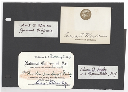 Thomas J. Rusk, James Cooper, Rufus Choate, Frank F. Merriam, and Edwin B. Dooley – Collection of American Statesmen Autographs