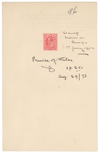Albert Edward, Prince of Wales (Later King Edward VII) Signed Sheet