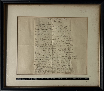 General Sir Douglas Haig: Presentation Copy of the “Backs to the Wall” Order, Signed, with a Wartime ALS to Percy Chubb