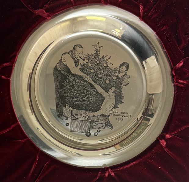 Norman Rockwell — Trimming the Tree — Franklin Mint Silver Plate