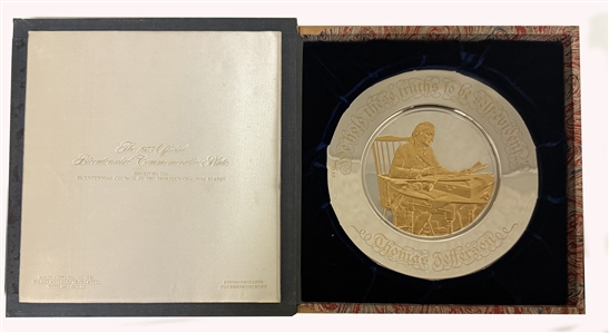Thomas Jefferson — Franklin Mint Sterling Silver Bicentennial Commemorative Plate