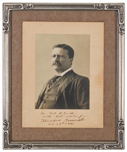  Superb Theodore Roosevelt Presidential Portrait Signed a day after his 46th Birthday.