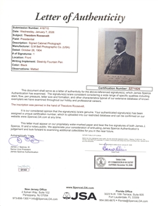  Superb Theodore Roosevelt Presidential Portrait Signed a day after his 46th Birthday.
