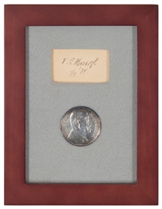 Czechoslovakia, 1934 — Tomáš Garrigue Masaryk Signed Card with Silver Commeorative  Medal with Signed Card