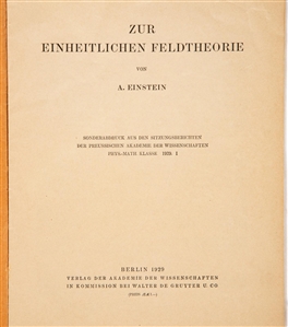 Albert Einstein Signed Offprint on Unified Field Theory, 1929, with Photograph, Provenance to Dora Monness Shapiro