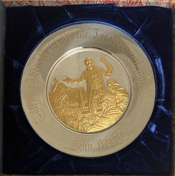 John Adams — Franklin Mint Bicentennial Sterling Silver Commemorative Plate
