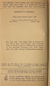 John F. Kennedy Signed Profiles In Courage - Cardinal Edition