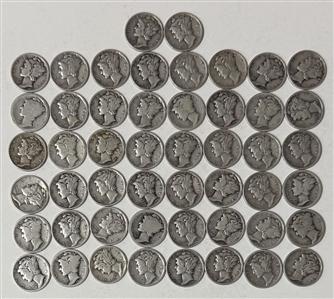 U.S. Mercury Silver Dime Group (50 coins)
