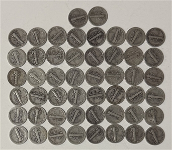 U.S. Mercury Silver Dime Group (50 coins)
