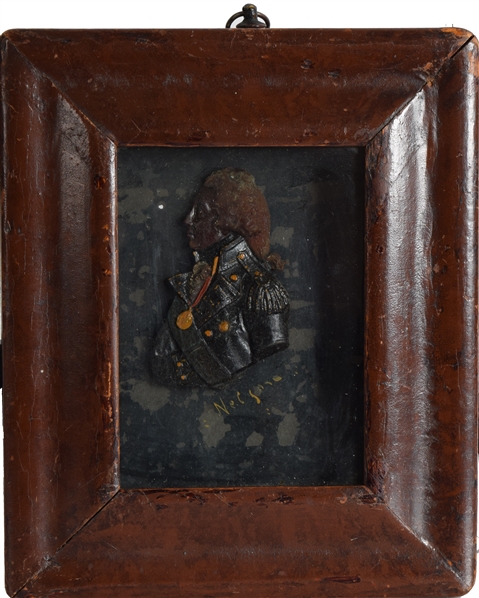 Admiral Horatio Nelson Commemorative Wax Relief Portrait Bust in Period Frame, Early 19th Century