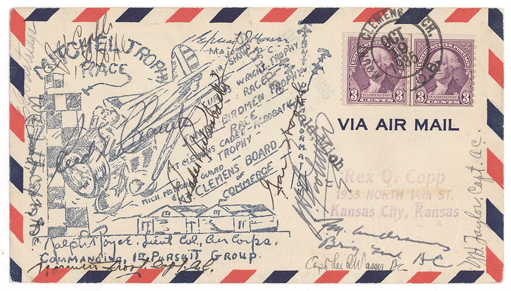 1933 Selfridge Field Air Mail Cover Signed by Chennault, Royce, and Other Air Corps Officers