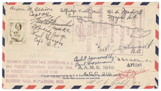 1933 Selfridge Field Air Mail Cover Signed by Chennault, Royce, and Other Air Corps Officers