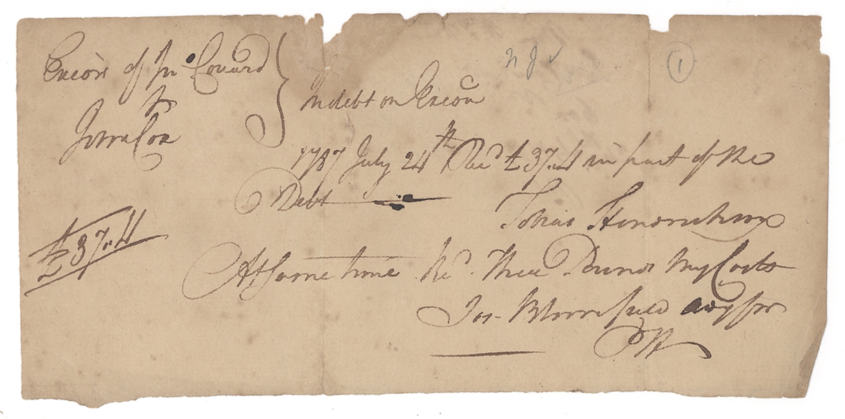 Joseph Bloomfield Signed Military Pay Receipt